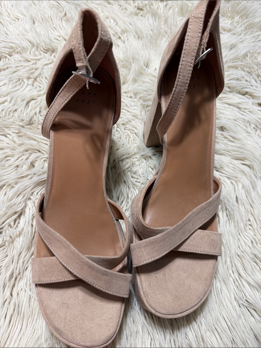 a new day Blush Pink Suede Block Heel Sandals